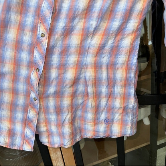Ariat button down shirt Pearl Snap Plaid Western Rodeo Long Sleeve embroidered - Picture 6 of 8